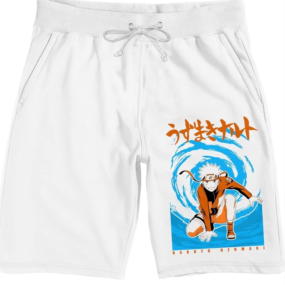 White Naruto Uzumaki Graphic Shorts